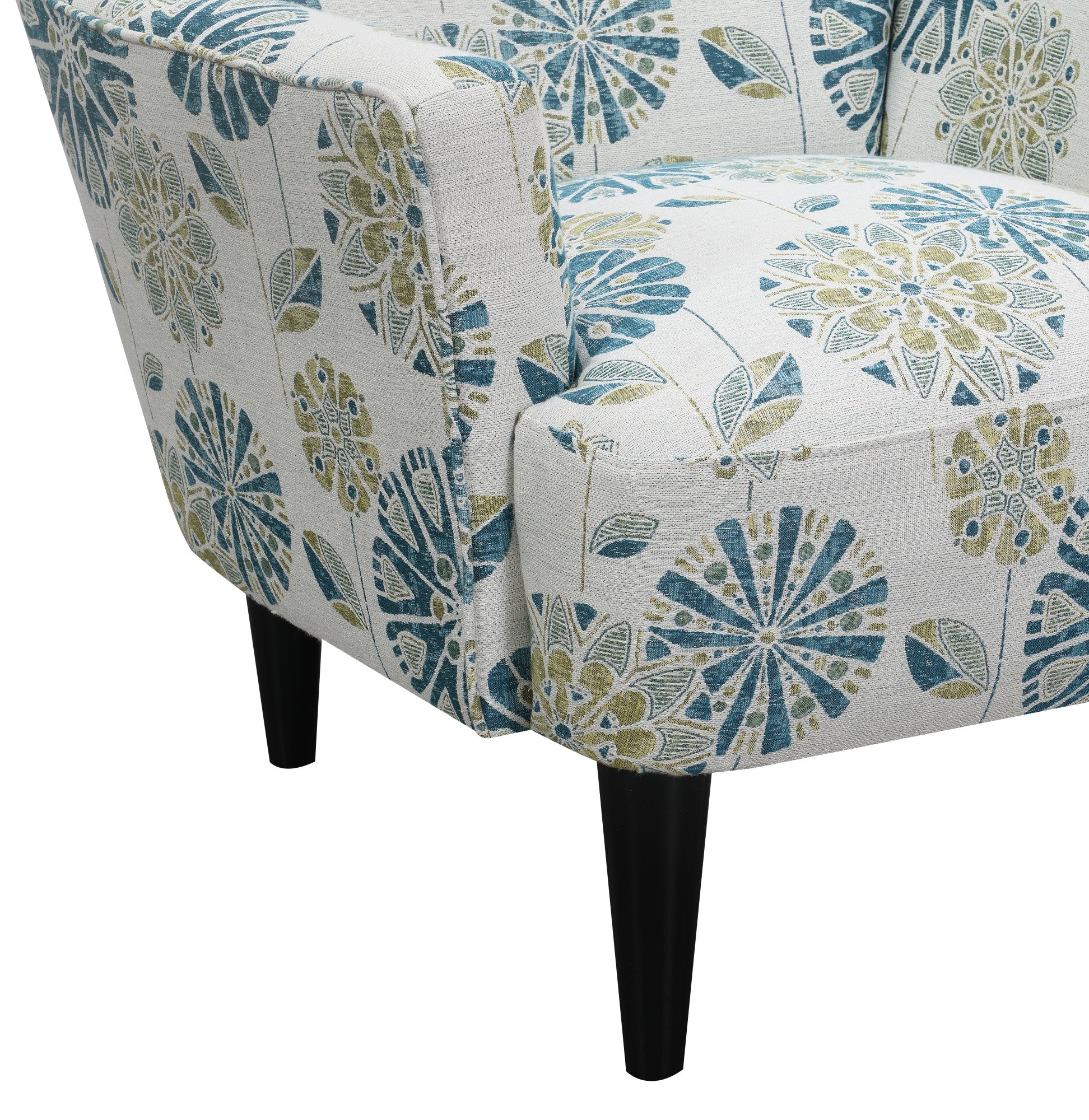 Flora Blue Floral Accent Chair Blue Foam Engineered Wood