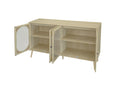 4 Door Cabinet, Sideboard Accent Cabinet, Storage Cabinet For Living Room, Hallway Entryway Kitchen Natural Wood Mdf