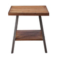Weathered Oak And Sandy Black End Table With Shelf Set Of 2 Oak Primary Living Space Rustic,Vintage Pine Shelves Wood Metal