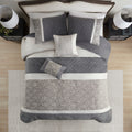 5 Piece Textured Jacquard Stripe Comforter Set With Throw Pillows King Cal King Multicolor Polyester