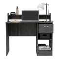 Manaos Writing Computer Deskmultiple Shelves, One Drawer Grey Computer Desk Office Modern Freestanding Rectangular Open Storage Desk Rectangular Particle Board Engineered Wood