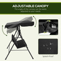 Outsunny 3 Seat Outdoor Patio Swing Chair With Removable Cushion, Steel Frame Stand And Adjustable Tilt Canopy For Patio, Garden, Poolside, Balcony, Backyard, Black 2 Black Steel