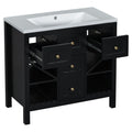 36'' Bathroom Vanity With Resin Sink Combo, Solid Wood Frame Bathroom Storage Cabinet, Freestanding Vanity Set With 5 Drawers& Soft Closing Doors Same As N710S136001B Black Bathroom Solid Wood Mdf Resin