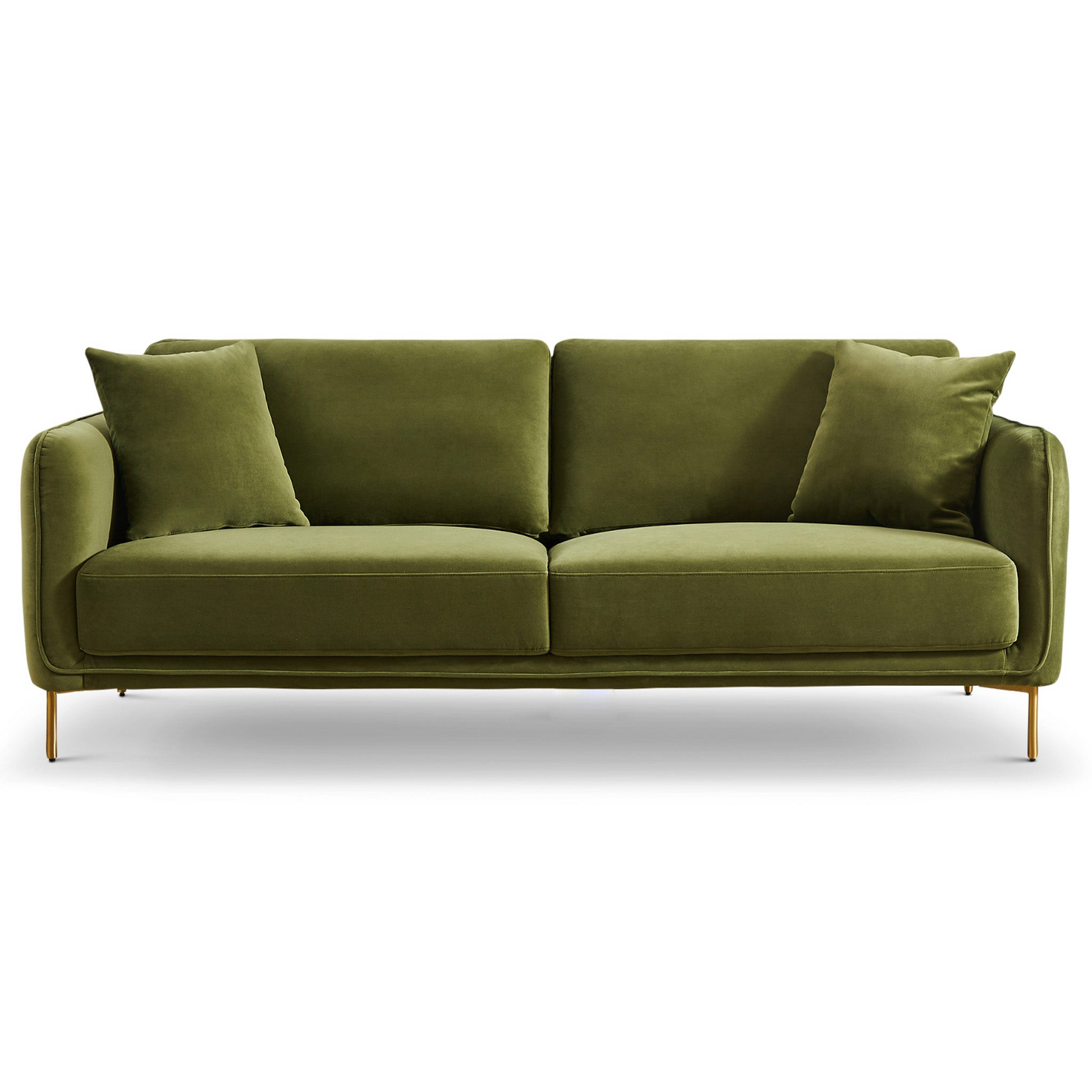 Danton Olive Green Velvet Sofa Gold,Green,Olive Green Nature Velvet Wood Primary Living Space Mid Century Modern Foam Altay Velvet,Metal 3 Seat