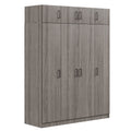 4 Door Wardrobe With 1 Drawer And Top Cabinetgray Gray Gray Bedroom Contemporary Particle Board