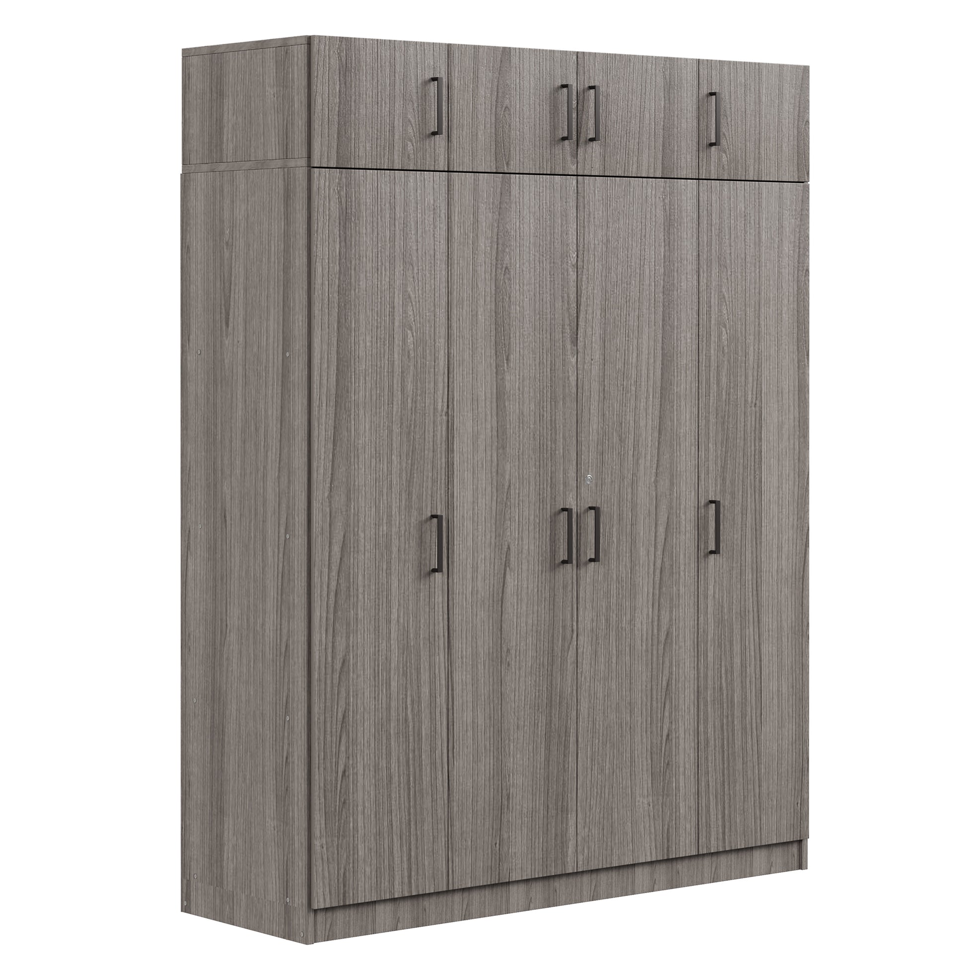 4 Door Wardrobe With 1 Drawer And Top Cabinetgray Gray Gray Bedroom Contemporary Particle Board