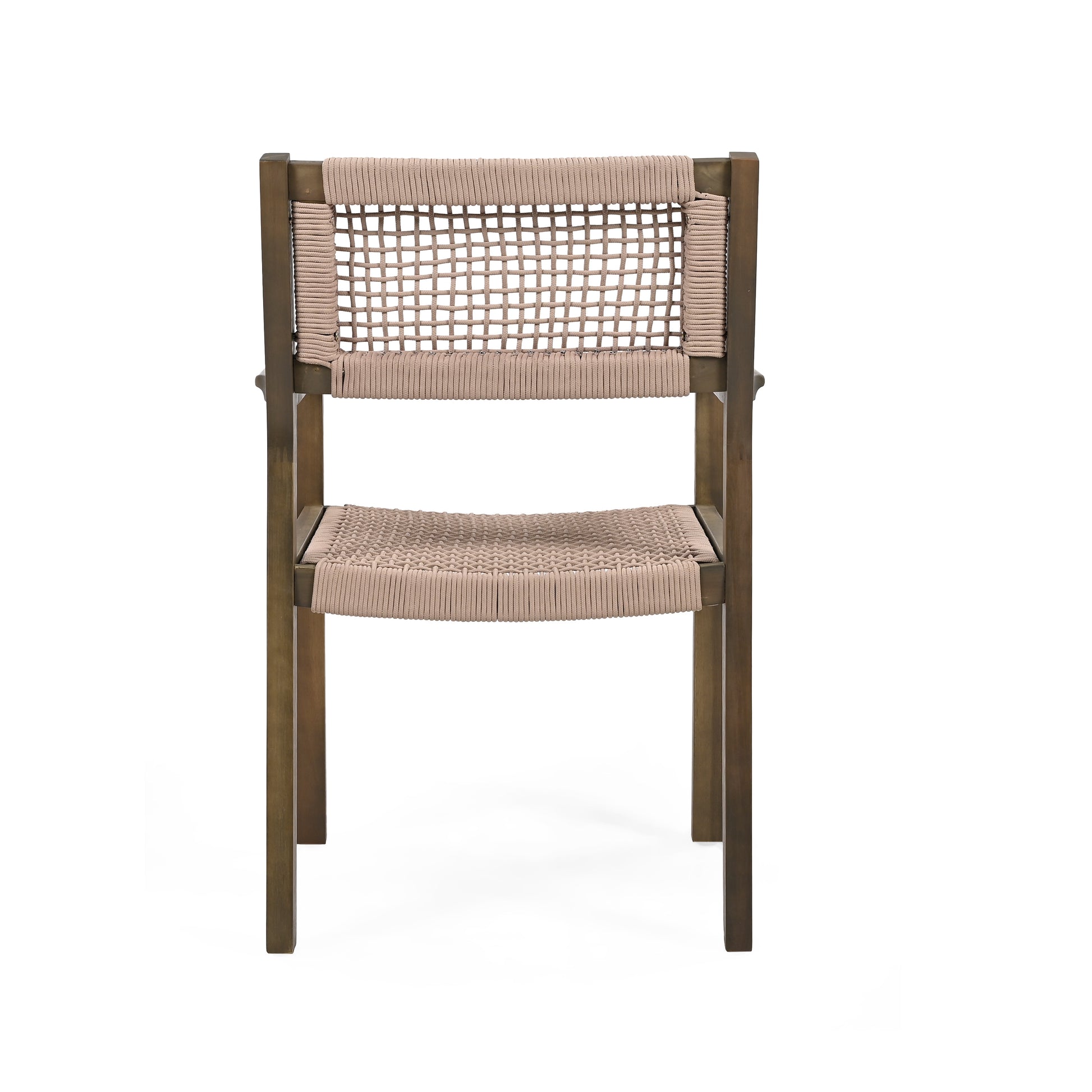 Braided Dining Chair Light Brown Set Of 2 Grey,Light Brown Acacia Wood,Rope