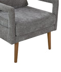Mid Century Armchairaccent Chair With Chenille Armrest & Soft Cushion For Living Room, Bedroom, Home Office, Study, Grey Gray Light Brown Primary Living Space American Design,Modern Birch Foam Wood Fabric