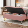 Modern Corduroy Upholstered Ottoman With Metal Legs, Storage Bench For Bedroom,Living Room,Pink Pink Polyester Solid Wood Mdf