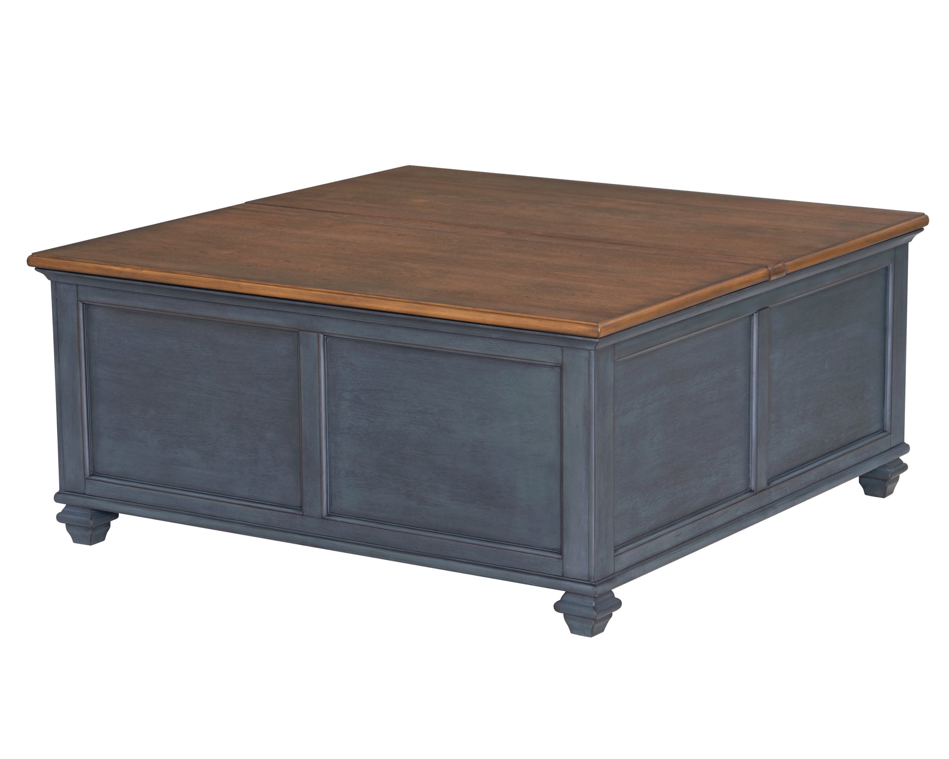 Americana 40 Inch Lift Top Coffee Table, No Assembly Required, Corduroy Blue Finish Blue Rubberwood Rubber Wood