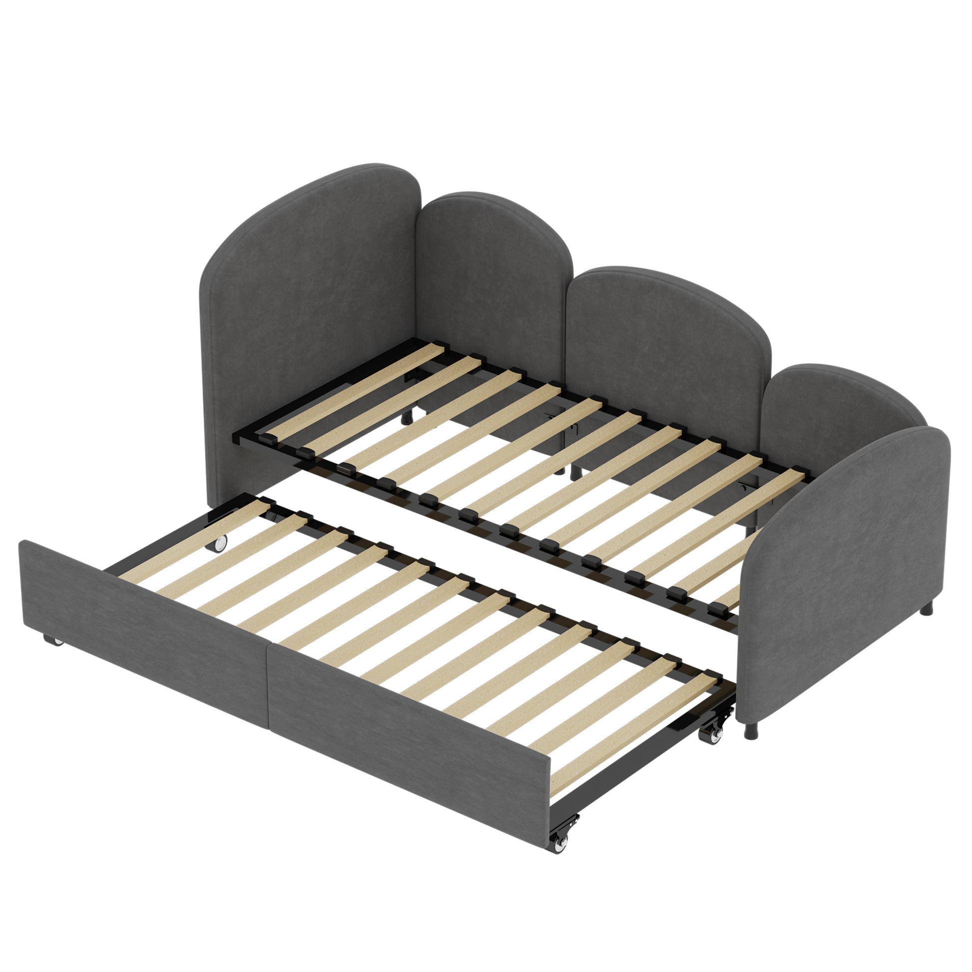 Twin Size Twin Size Bed Frames With An Another Bed Frame, Velvet Upholstered Daybed, Modern Sofa Bed Daybed Frame For Bedroom Living Room, Suitable For Living Room, Kids Room, Bedroom Ddry Gray Dark