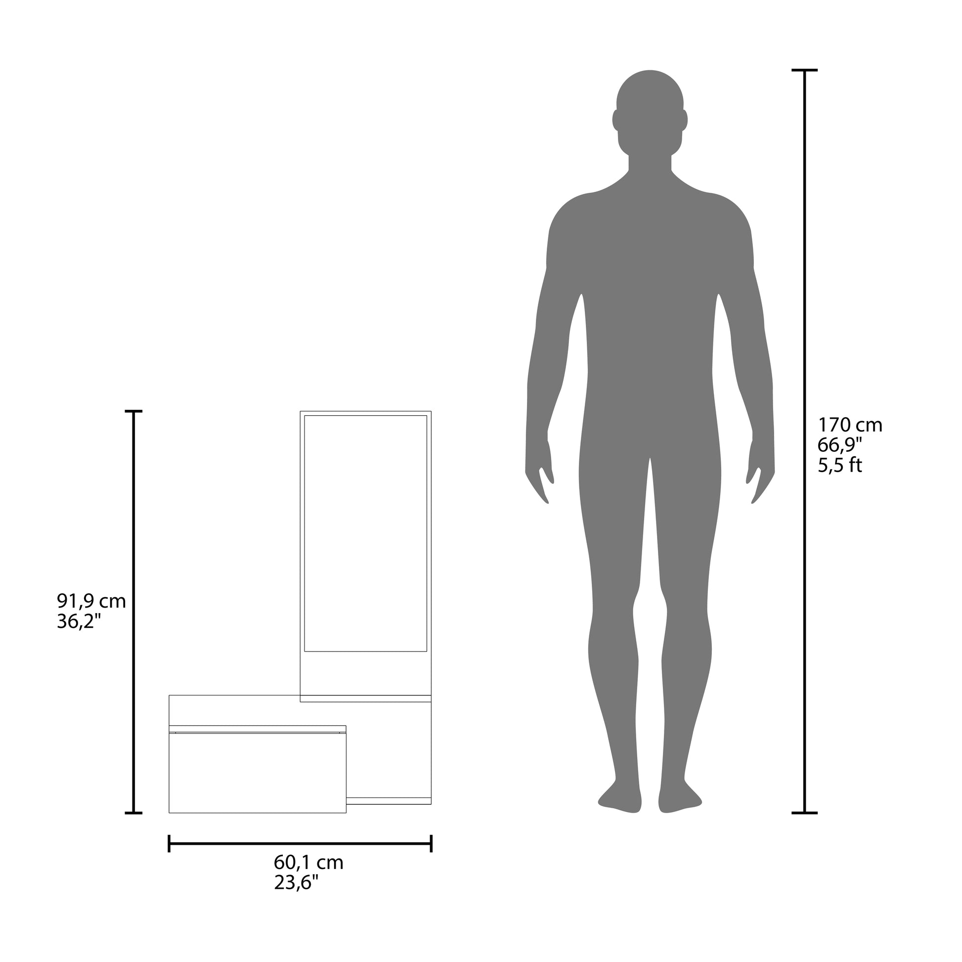 Floating Hallway Cabinet 36.2" H, 1 Drawer, 3 Shelves, 1 Mirror, White White Solid Wood Mdf Engineered Wood