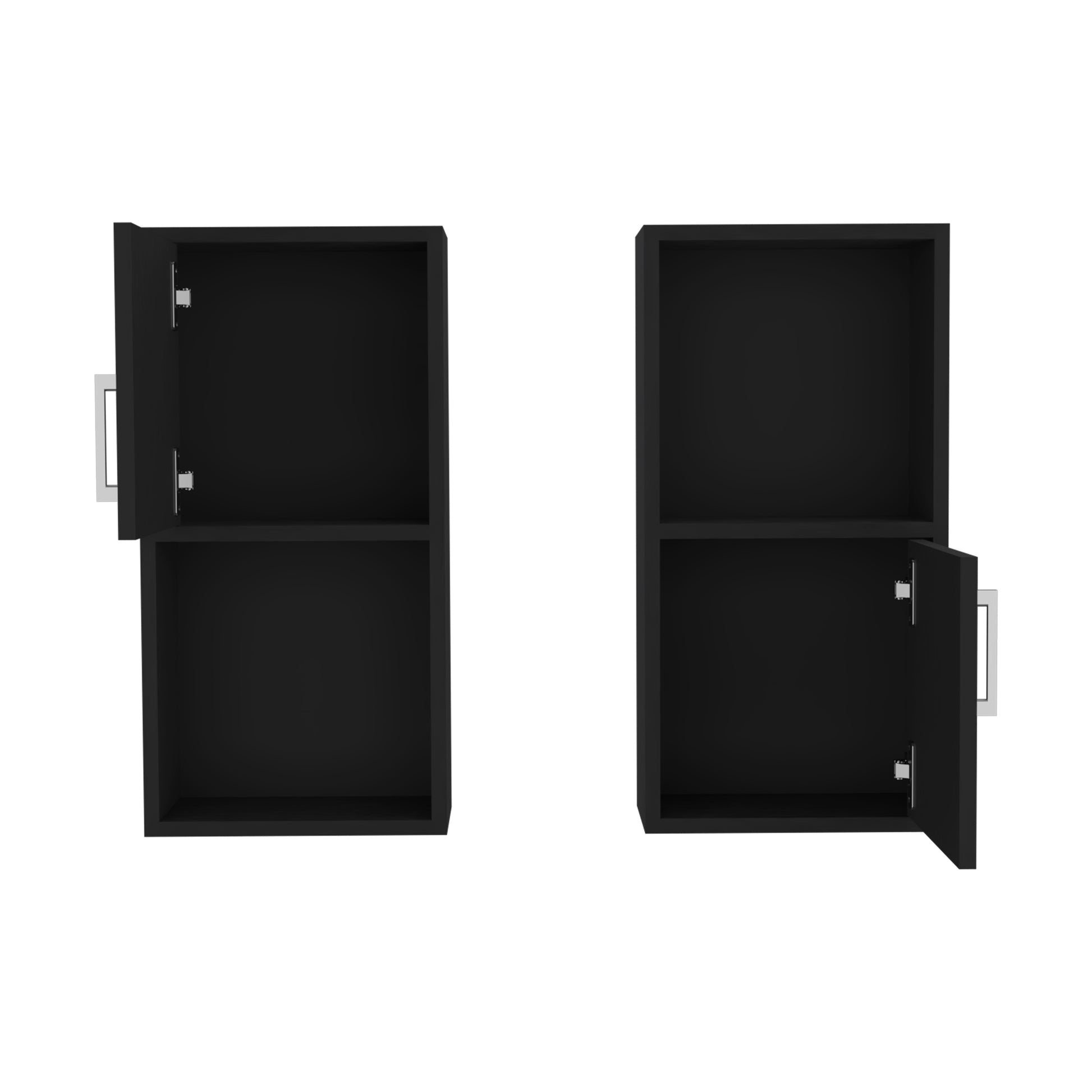 Wall Mounted Bathroom Medicine Cabinet Eak 24" H, Two Doors, Two Shelves,Black Black Solid Wood Mdf Engineered Wood