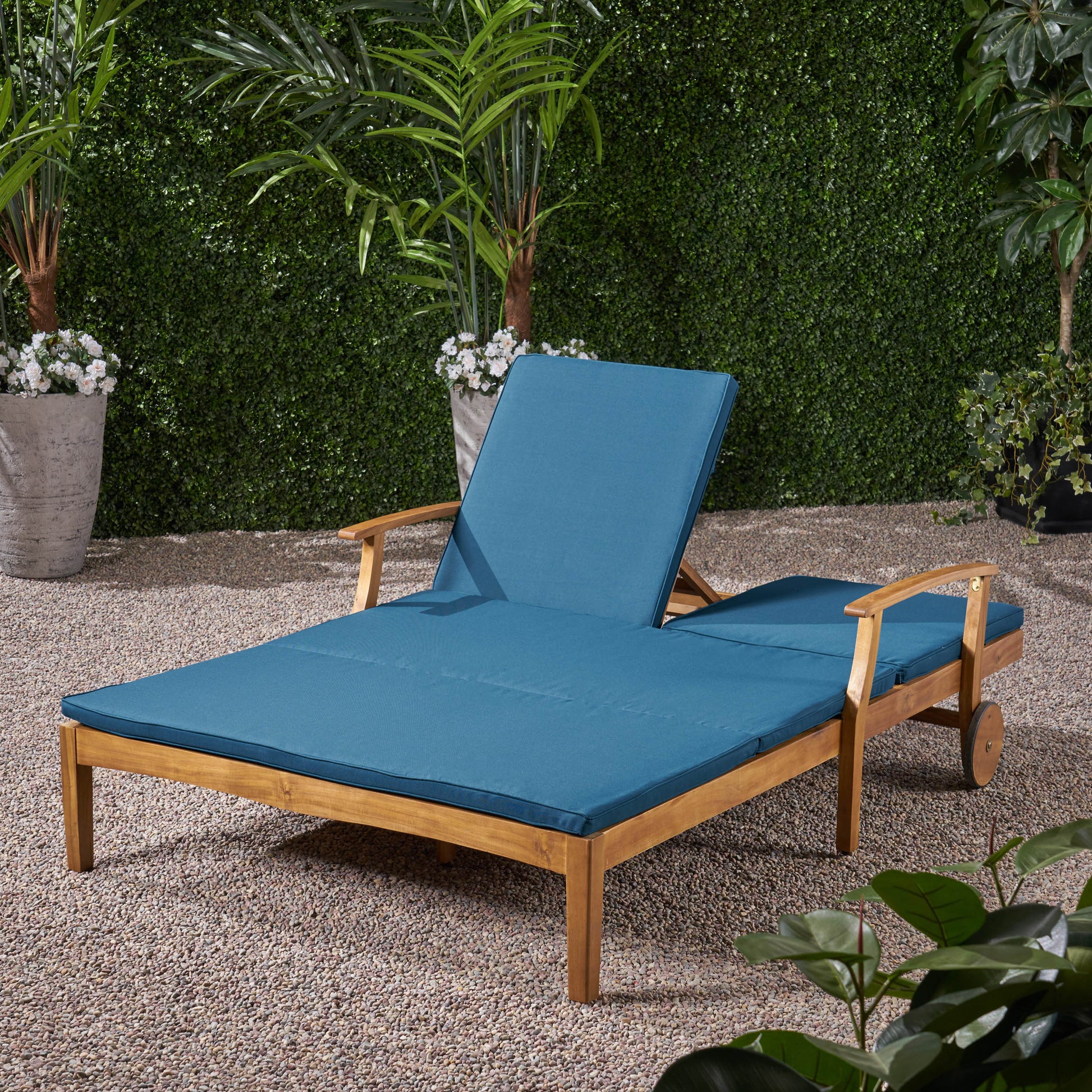 Perla Double Chaise Lounge Teak Acacia Wood