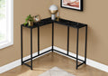 Accent Table, Console, Entryway, Narrow, Corner, Living Room, Bedroom, Black Marble Look Laminate, Black Metal, Contemporary, Modern Black Particle Board