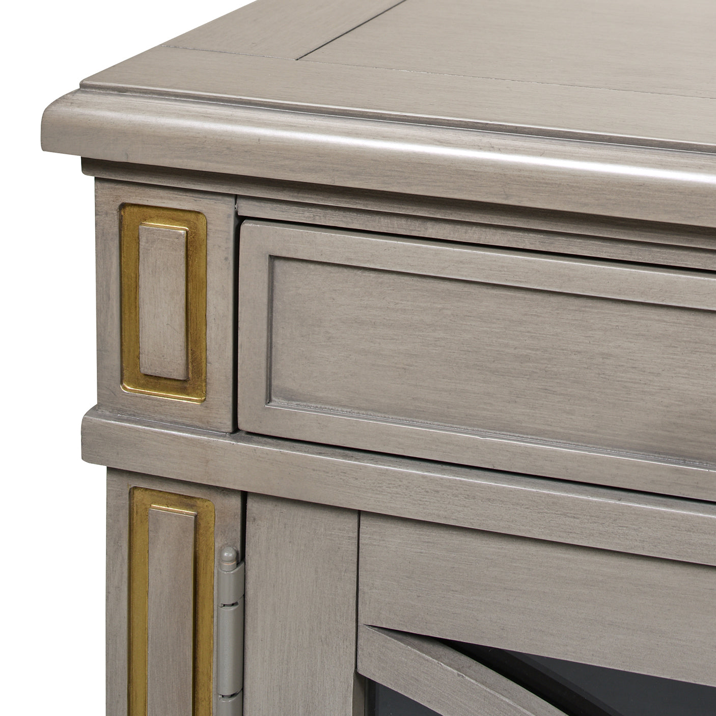 Dauphin 71" Tv Stand Storage Display Console Table, Grey Cashmere Wood Gray 70 79 Inches Solid Wood Mdf Solid Wood Mdf