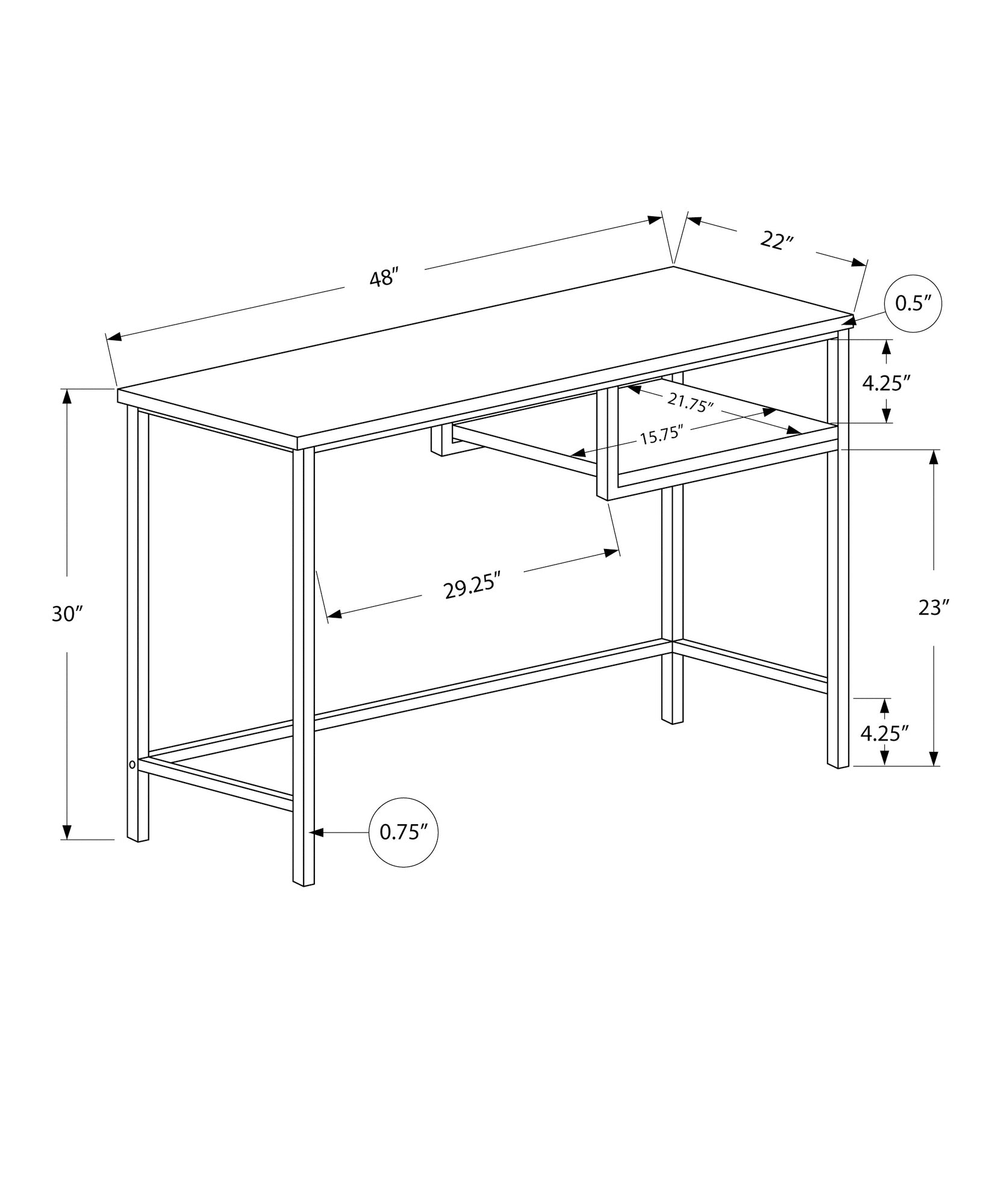 Computer Desk, Home Office, Laptop, 48"L, Work, Brown Laminate, Grey Metal, Contemporary, Modern Espresso Mdf