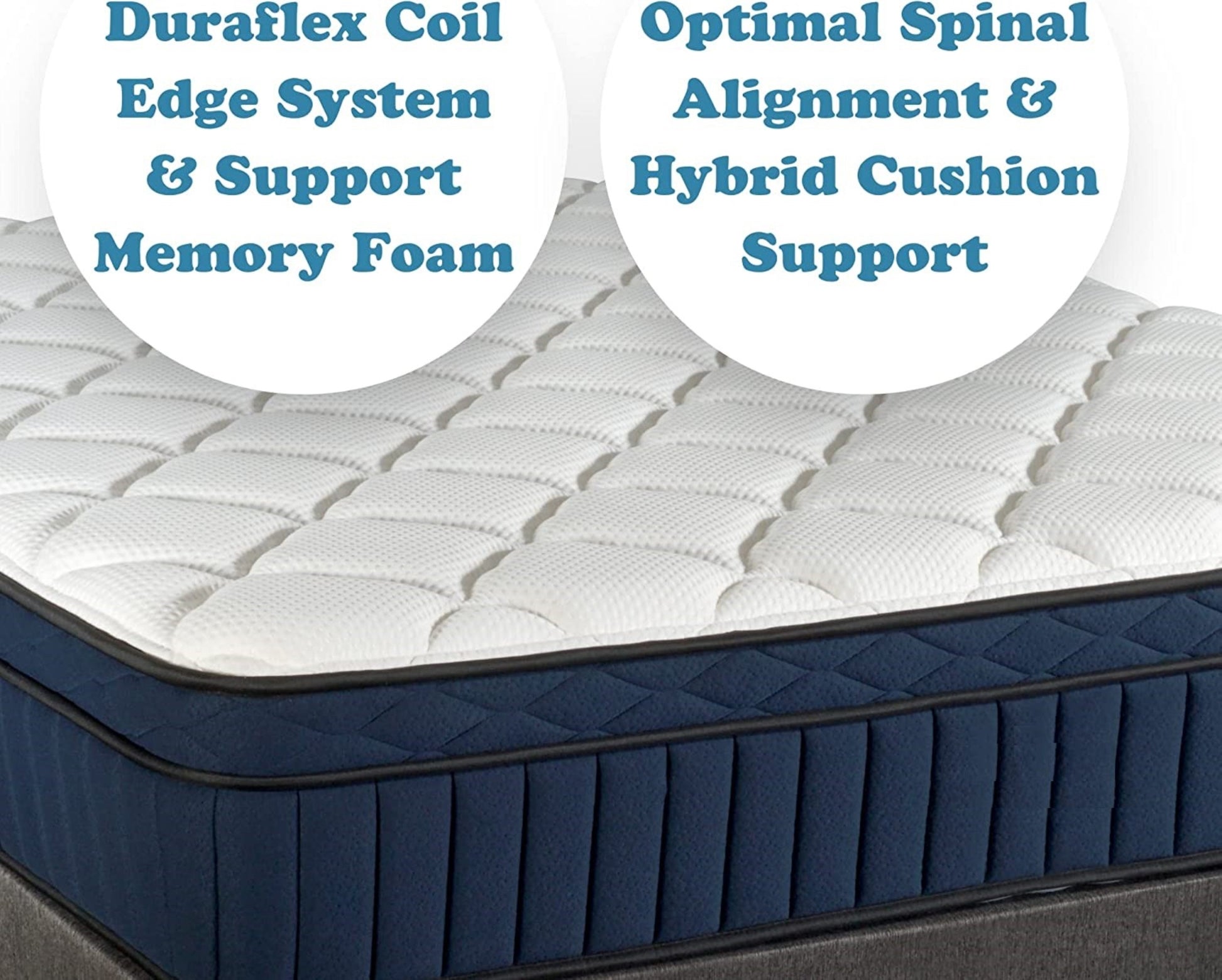 Twin Xl Size Tranquility 12" Medium Pillow Top Memory Foam Edge Support Pocket Spring Premium Hybrid Mattress White Black Blue Polyester Foam Spring Twin Xl