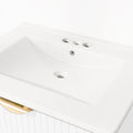 Modern 24 Inch Wall Mounted Bathroom Vanity With 2 Drawers, White Ideal For Small Bathrooms White Bathroom Mdf