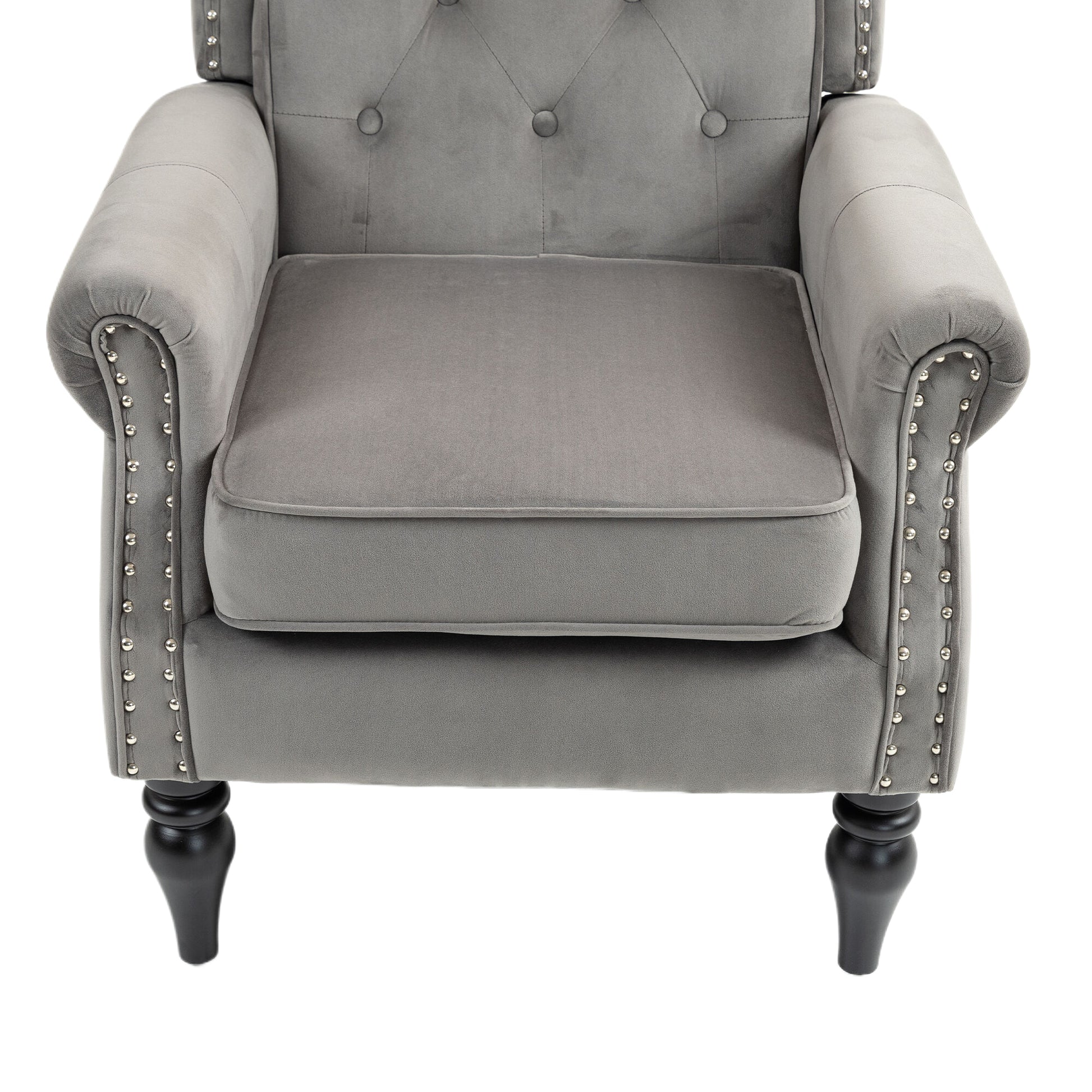 Coolmore Wood Frame Armchair, Modern Accent Chair Lounge Chair With Sturdy Wood Legs For Living Room Bedroom Dark Gray Dark Gray Foam Velvet