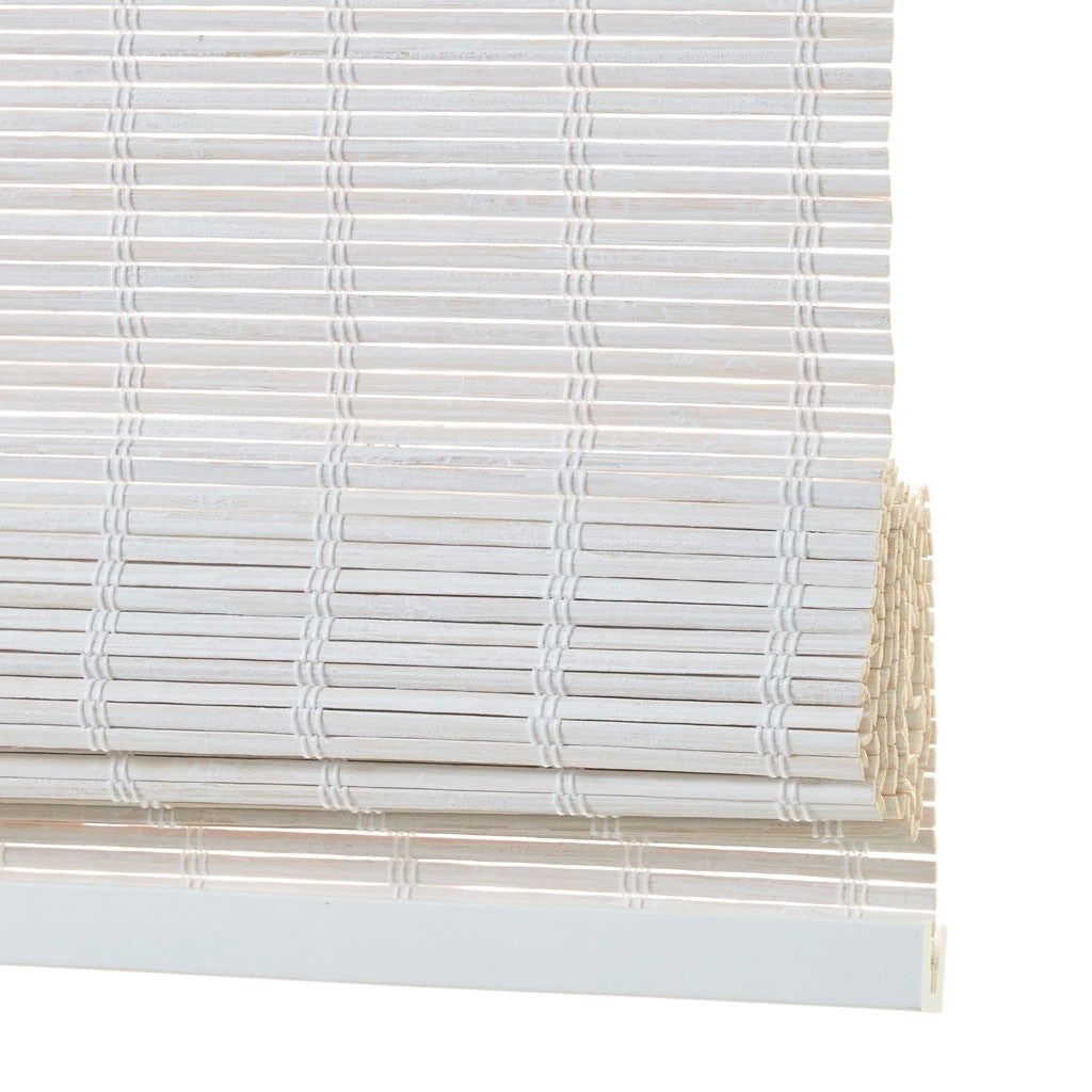 Bamboo Light Filtering Roman Shade 64"L White Bamboo