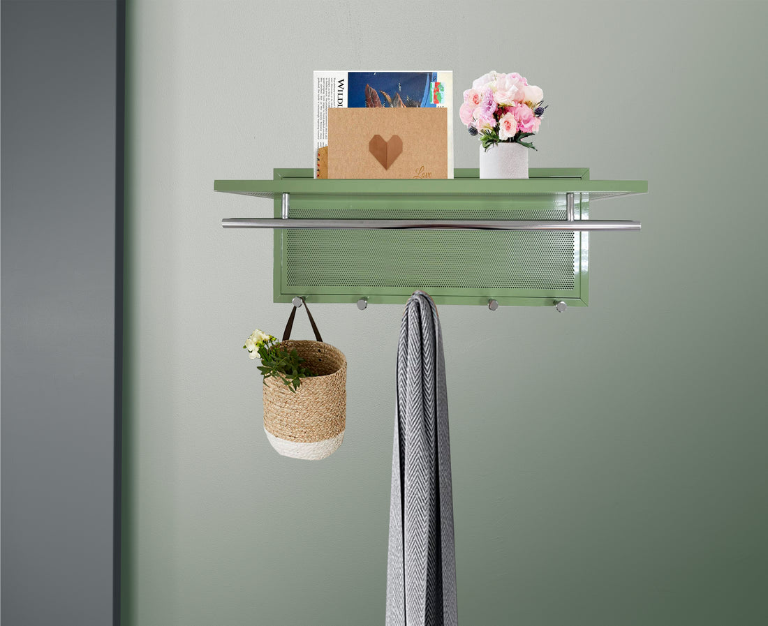 Esyspot Metal Powder Coating Hook Wall Mounted With Shelf Green Bedroom Contemporary Metal Metal