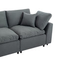 Down Filled Upholstery Convertible Sectional Sofa, L Shaped Couch With Reversible Chaise Dark Gray Polyester 4 Seat