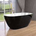 55 Inch Acrylic Freestanding Bathtub Modern Stand Alone Soaking Bathtub With Overflow And Pop Up Drain Gloss Black Black White Oval Bathroom Freestanding Tubs Polished Less Than 59 In Contemporary,Modern Soaking Center Fiberglass Acrylic