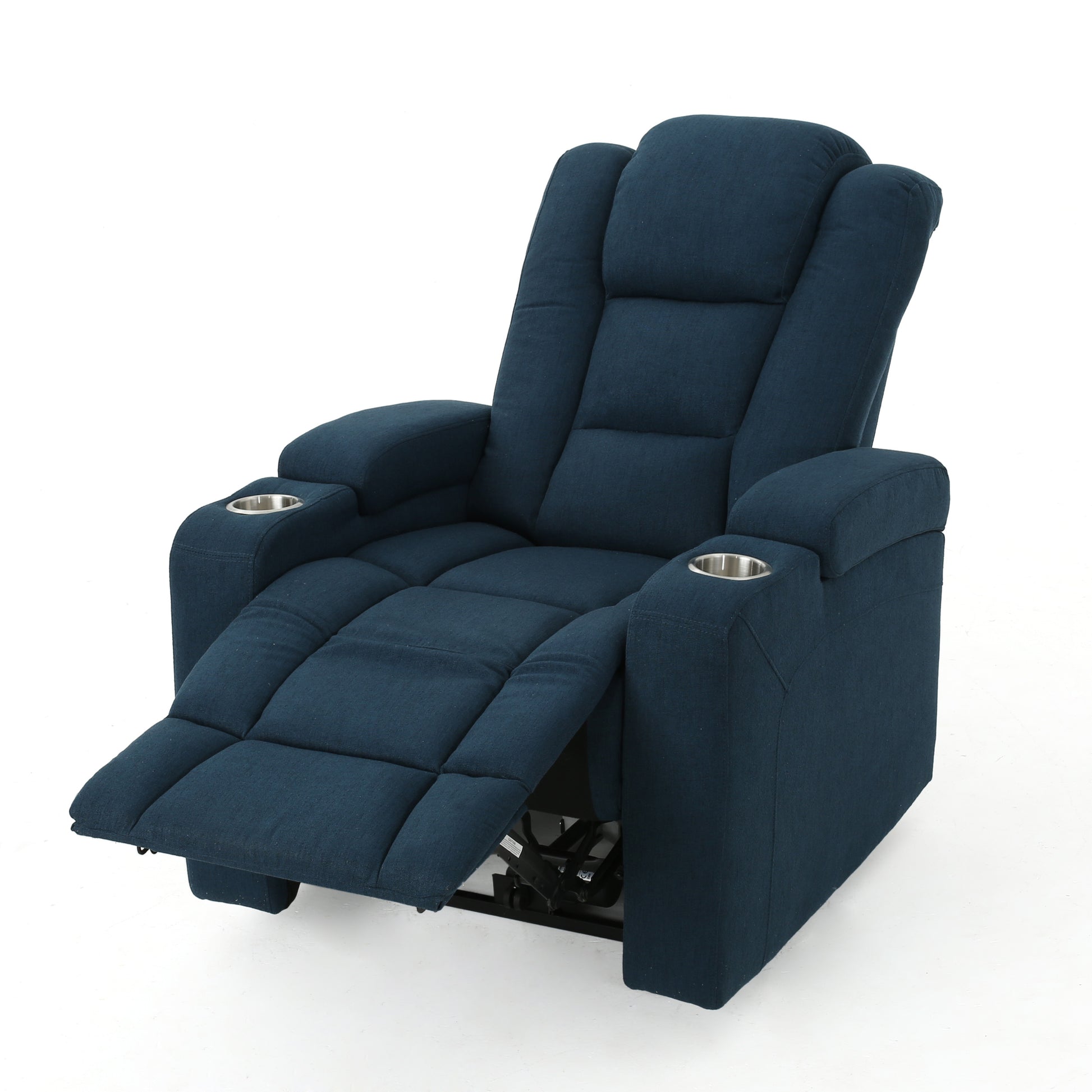 33" Wide Power Standard Recliner Chair With Arm Storage With Usb Navy Blue Fabric