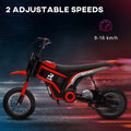 Aosom Electric Dirt Bike With Twist Grip Throttle, 24V 350W Off Road Electric Motorcycle, Up To 15 Mph With Brake, Music Horn, Rear Suspension For Ages 13 Years, Red Red Plastic