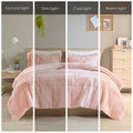 Shaggy Long Fur Comforter Mini Set King Blush Polyester