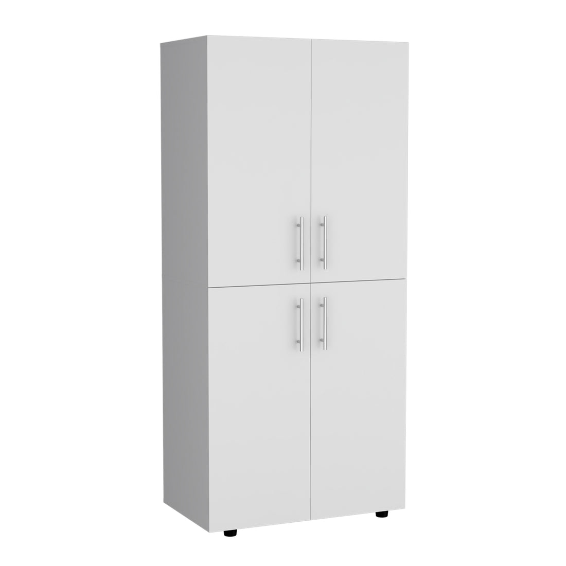 Hazel 70" High Four Door Armoire Wardrove Closet Cabinet, Six Shelves And Two Hanging Rods, Bedroom Clothes Storage Cabinet Organizer White Bedroom Modern Particle Board