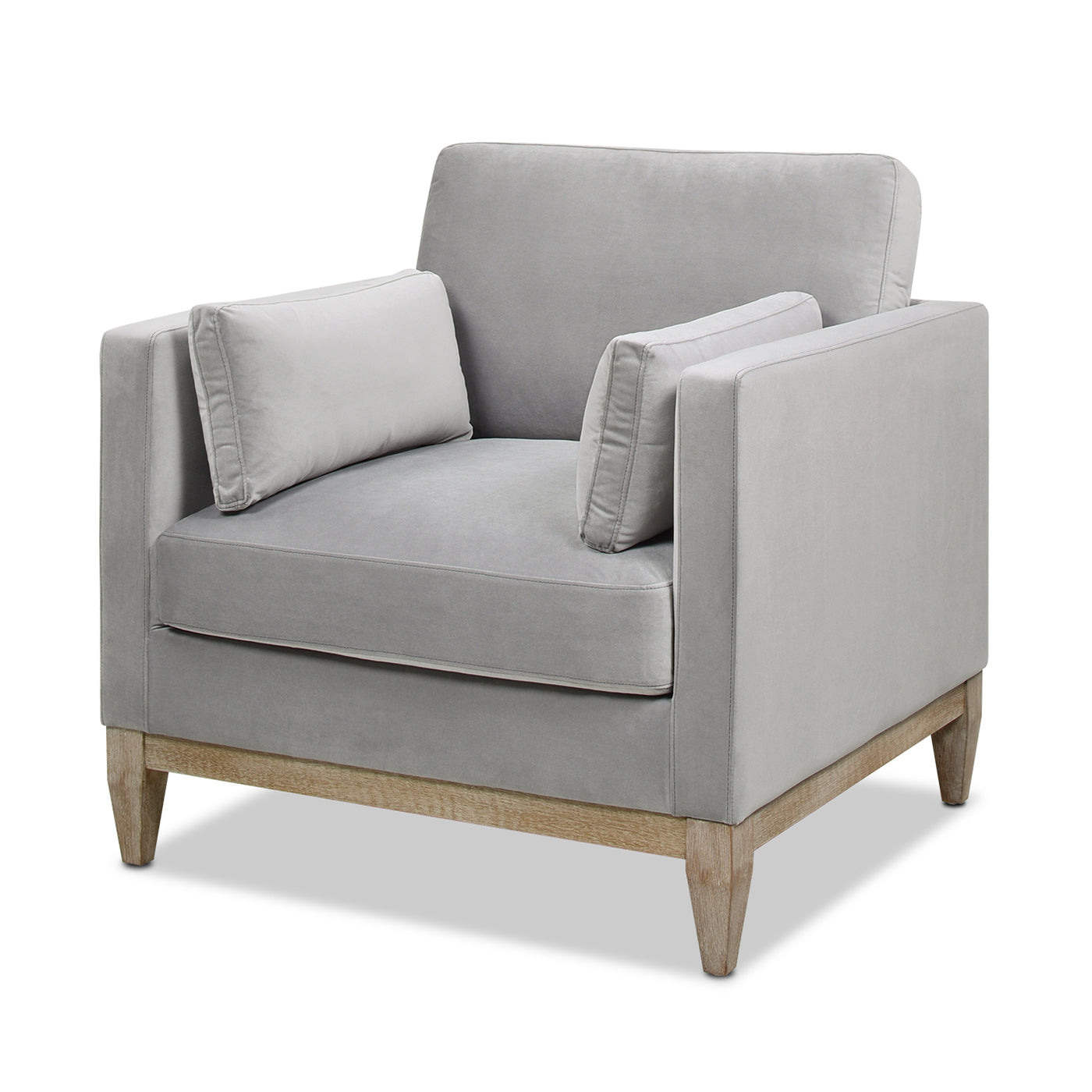 Knox 36" Modern Farmhouse Arm Chair, Opal Grey Velvet Gray Foam Velvet