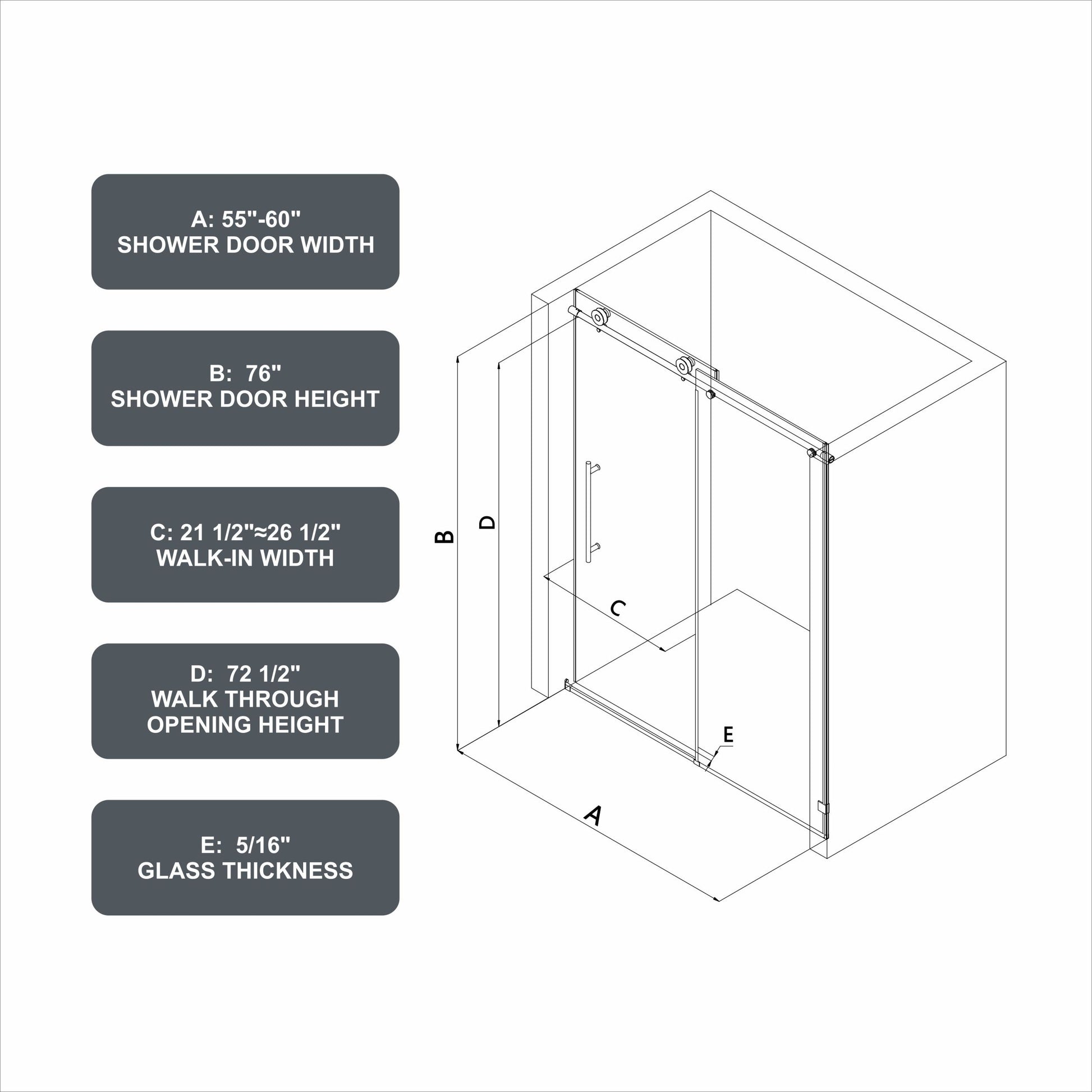 6076 Brushed Nickel Frameless One Fixed And One Shifted Shower Door, 70Mm 304 Stainless Steel Large Pulleys With Adjustable Soft Closing Function,Nano Easy Cleaning,Stick Explosion Proof Menbrance Brushed Nickel Bathroom American Design,Minimalist Glass