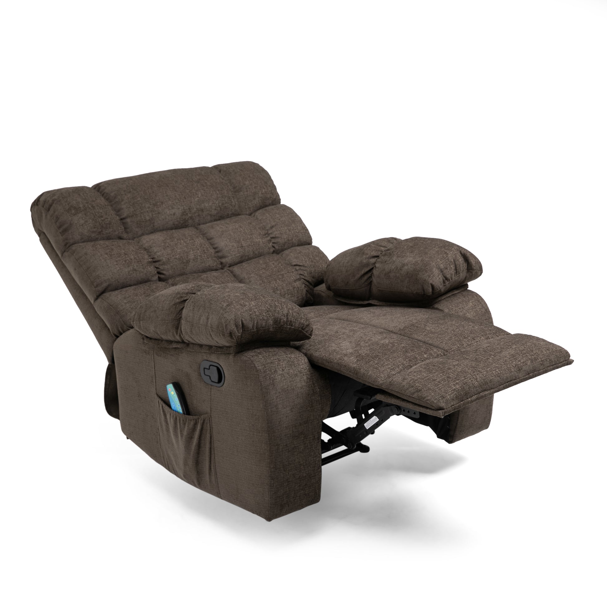 Massage Recliner Brown Polyester