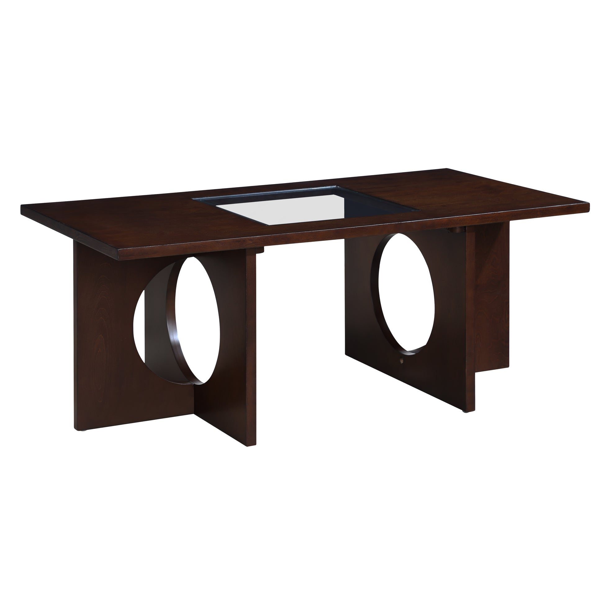 47" Contemporary Wood Rectangular Coffee Table With Clear Tempered Glass Top, Light Espresso Light Espresso Mdf Glass