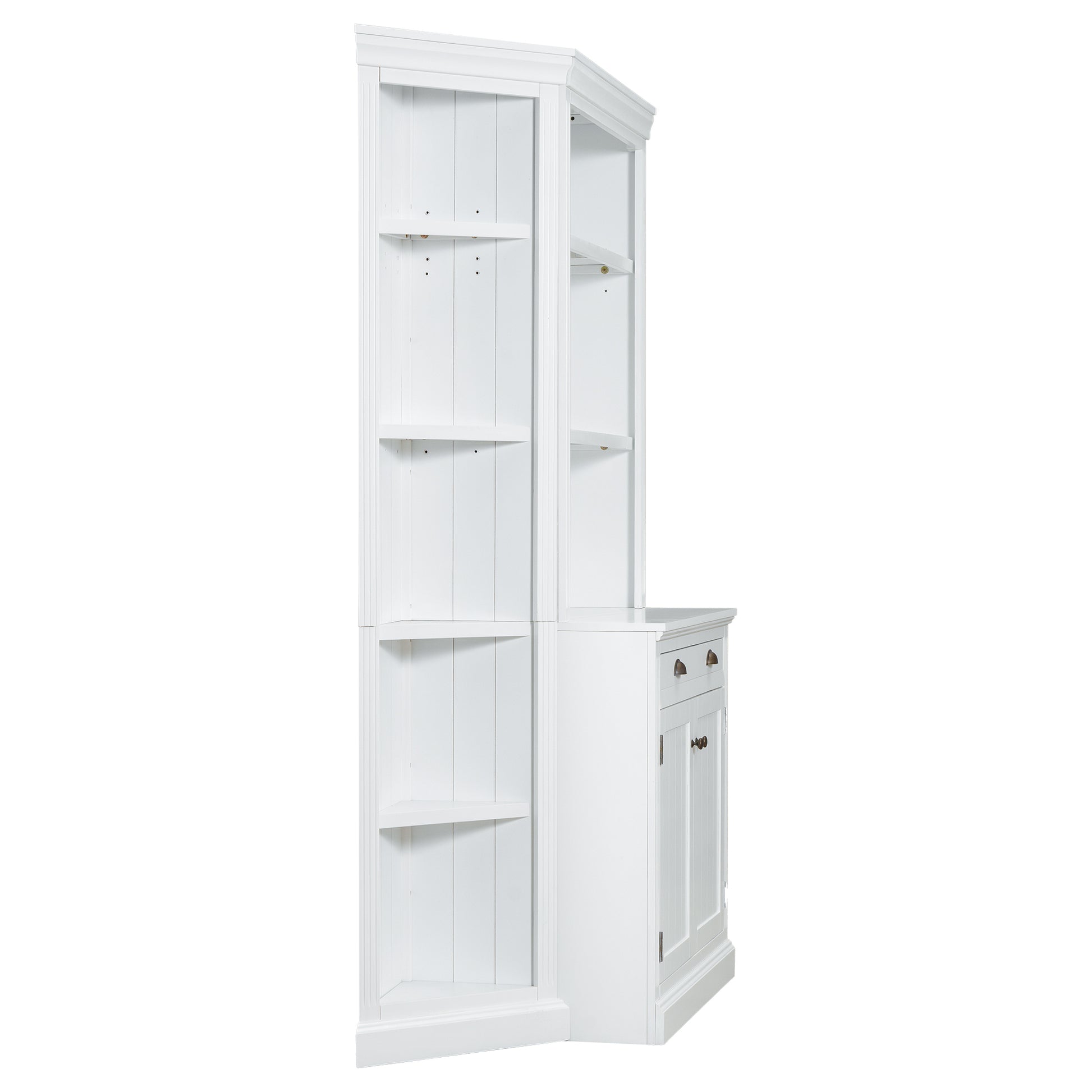 83.4"Tall Bookshelf With Two Corner Shelf Suite,Bookcase With 2 Doors And 1 Drawer,5 Tier Corner Shelf With Open Shelves,Free Standing Shelves Suite With Led Lighting For Living Room,Office,White
