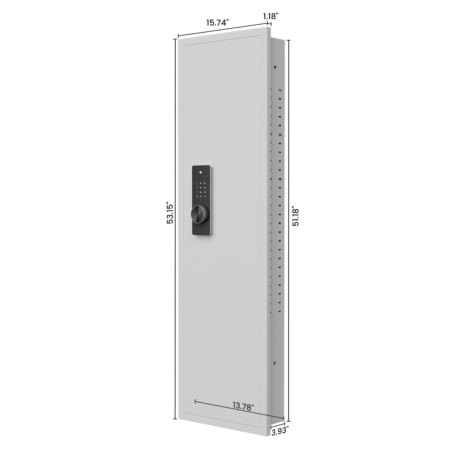 53" Passwod Touch Panel In Wall Safe,Hidden Wall Safe For Rifles With Adjustable Shelves,Assembled Storage Multifunctional Wall Safe For Firearm And Valuables White Digital White Steel