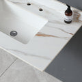 37 Inch Marble Vanity Top, Bathroom Vanity Top With Undermount Rectangular Middle Sink And 4