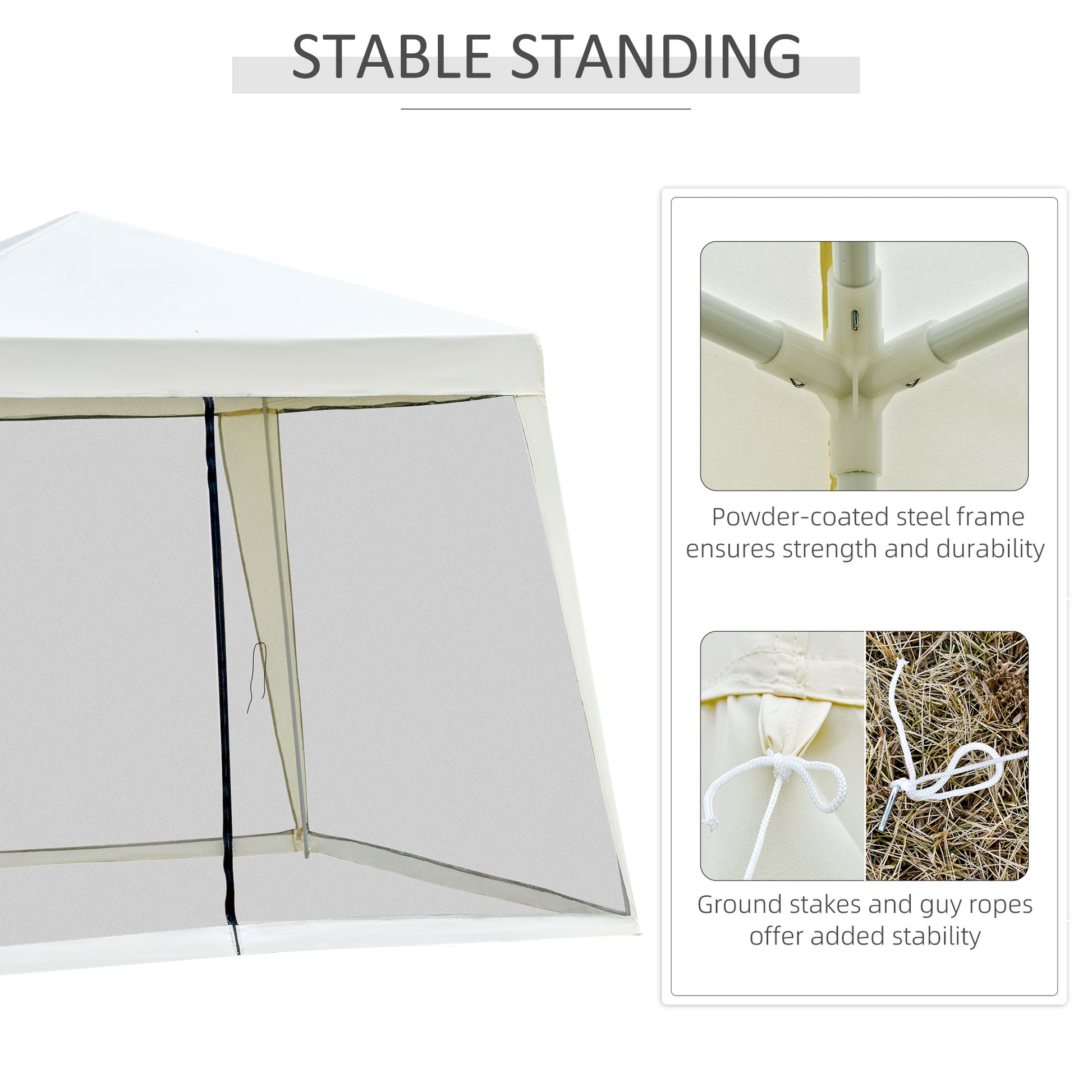 Outsunny 10'X10' Outdoor Canopy Tent, Slant Leg Sun Shelter With Mesh Sidewalls, Patio Tents For Parties, Cream White Cream White Steel