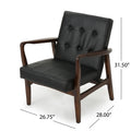 Club Chair, Mid Century Modern Faux Leather Club Chair With Wood Frame Black Pu