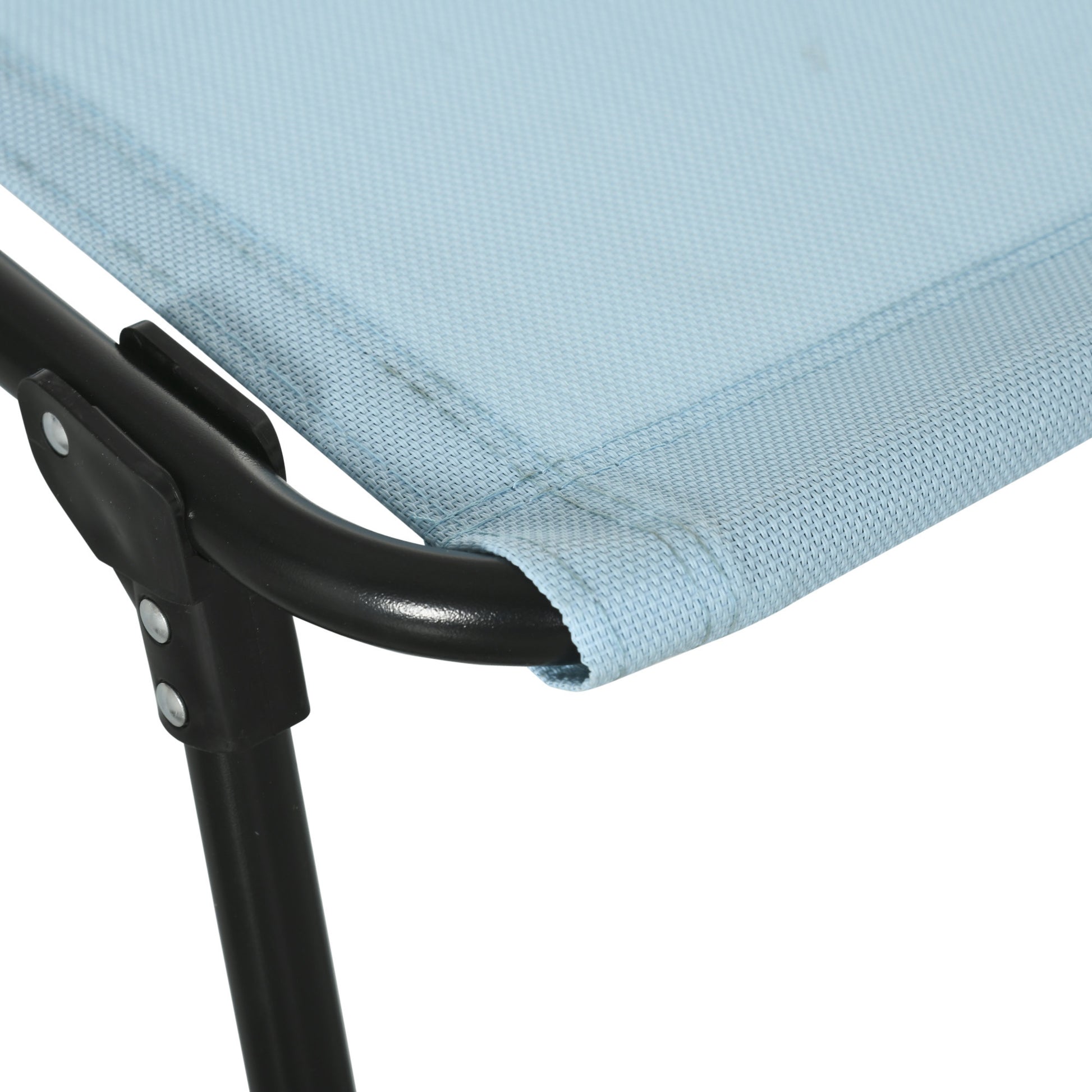 Outsunny Folding Chaise Lounge Pool Chair, Patio Sun Tanning Chair, Outdoor Lounge Chair W 4 Position Reclining Back, Pillow,Mesh & Bungee Seat For Beach, Yard, Patio, Baby Blue Blue Steel