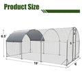 Large Metal Chicken Coop Upgrade Three Support Steel Wire Impregnated Plastic Net Cage, Oxford Cloth Silver Plated Waterproof Uv Protection, Duck Rabbit Sheep Bird Outdoor House 9.2'W X 18.7'L X 6.5'H Silver Metal