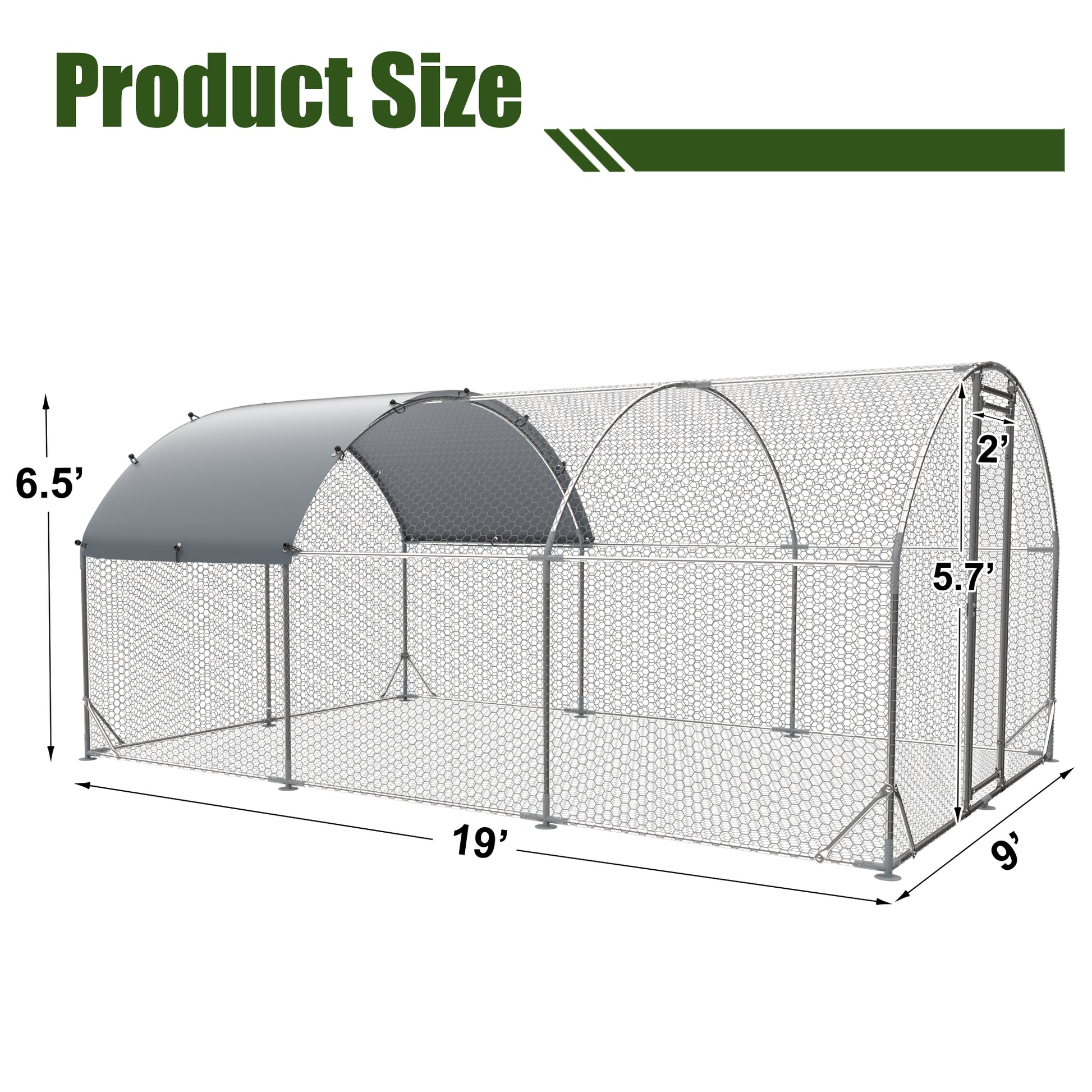 Large Metal Chicken Coop Upgrade Three Support Steel Wire Impregnated Plastic Net Cage, Oxford Cloth Silver Plated Waterproof Uv Protection, Duck Rabbit Sheep Bird Outdoor House 9.2'W X 18.7'L X 6.5'H Silver Metal