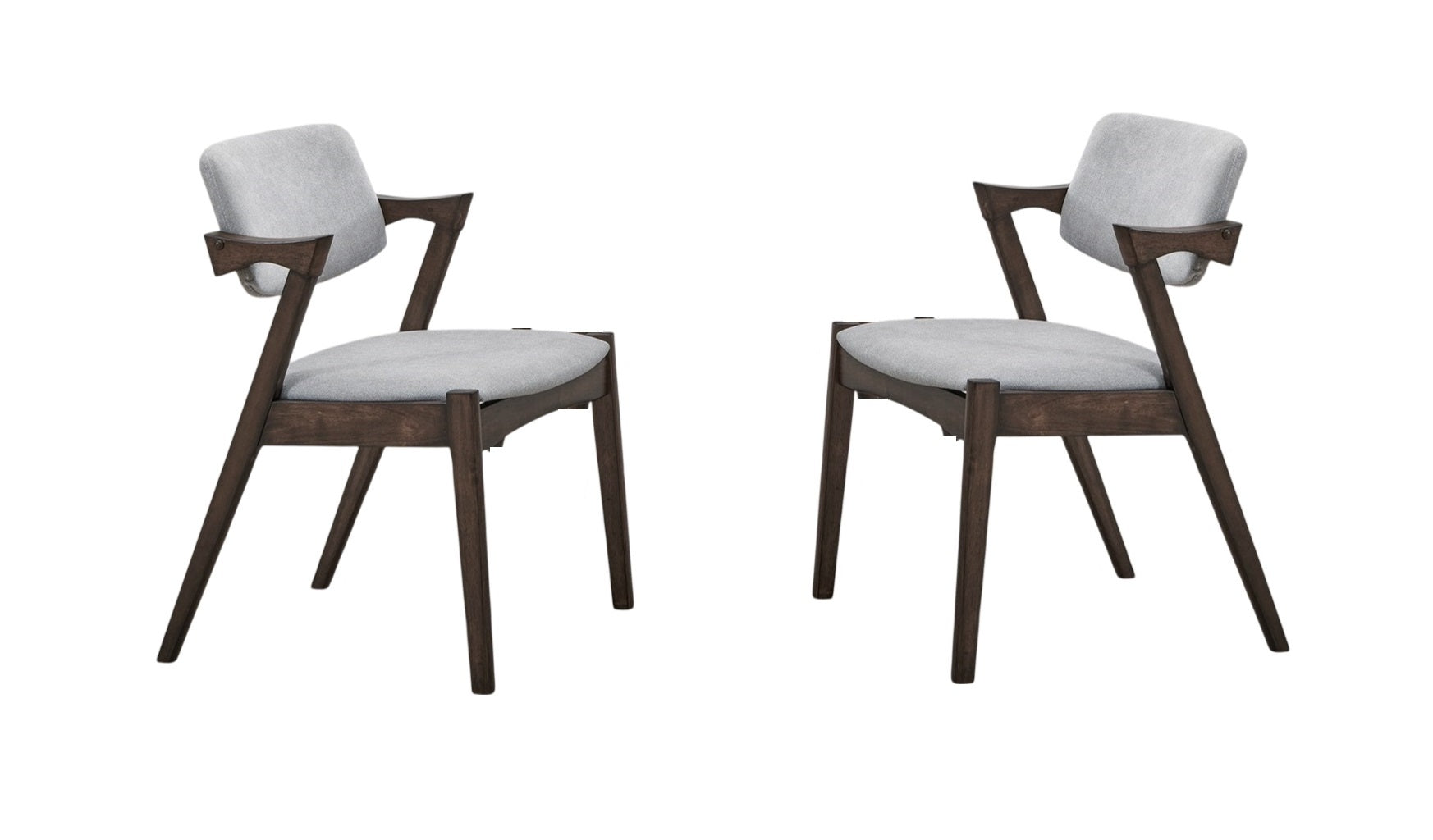 Mid Century Modern Dining Chairs 2Pcs Set Solid Wood Fabric Upholstered Cushion Chair Walnut Rubberwood Unique Design Walnut Brown Dining Room Antique,Casual,Contemporary,Modern,Transitional Dining Chairs Rubberwood Set Of 2 Rubber Wood