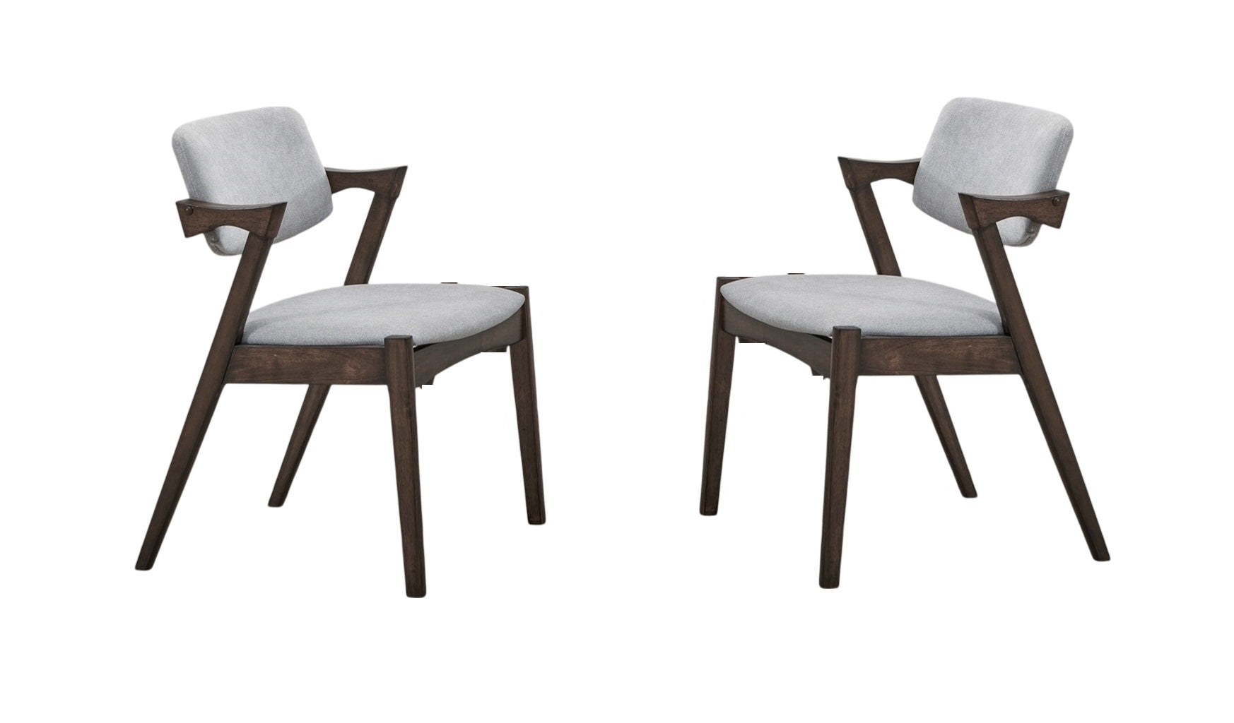 Modern 7Pc Dining Set Ash Walnut Finish Dining Table 6X Side Chairs Foam Cushion Fabric Upholstery Unique Back Design Wood Dining Room Rubberwood Rectangular Dining Table With Chair Upholstered Chair Wood Walnut Solid Back Seats 6