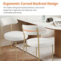 Boucle Upholstered Dining Chairs With Curved Backrest & Gold Metal Legs Set Of 2, Beige Metal Beige Gold Dining Room Foam Classic,Modern Dining Chairs Set Of 2 Fabric Metal