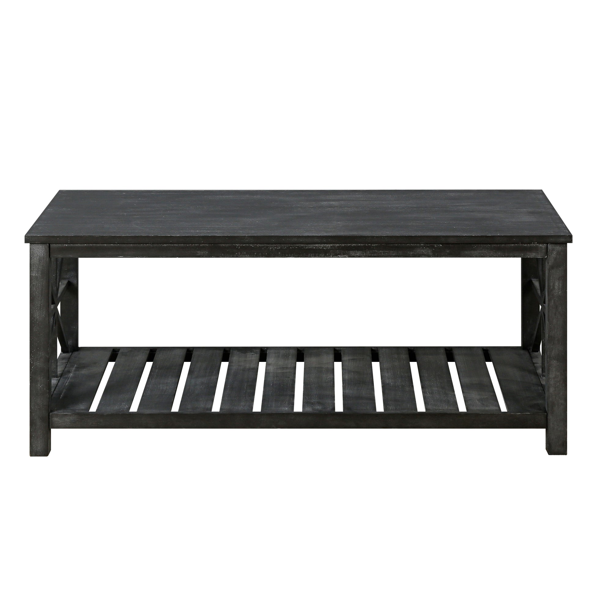 52''W Handcrafted Coffee Table In Front Of The Sofa Or Loveseat For Living Room Antique Black Color Antique Black Ergonomic Primary Living Space American Design Floor Mount Open Storage Coffee & End Tables Rectangular Solid Wood Mdf Mdf