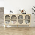 4 Door Cabinet, Sideboard Accent Cabinet, Storage Cabinet For Living Room, Hallway Entryway Kitchen Natural Wood Mdf