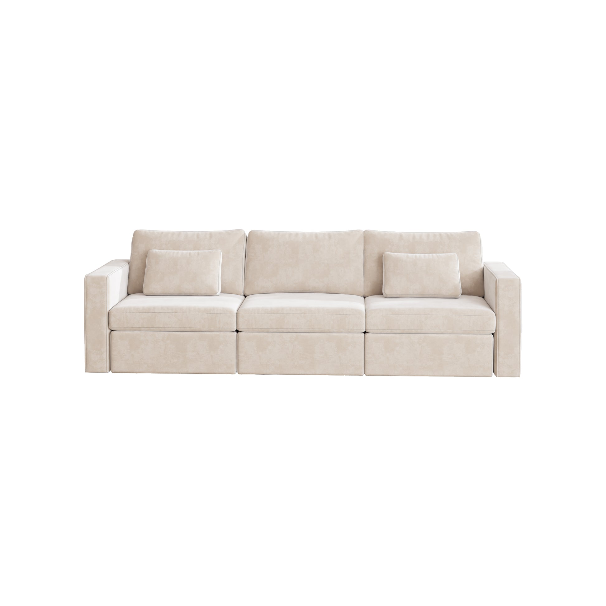 Modern Velvet Modular Sectional Sofa, Convertible Sofa Set With Pillows, Oversized Sectional Couches For Living Room, Loft, Apartment, Office White 3 Seats Wood Primary Living Space Medium Duty Pine 3 Seat White Velvet Medium Soft Cushion Back